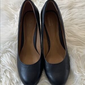 Clarks Black Leather Heels for Women